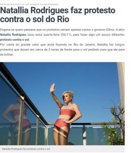 Natallia Rodrigues protesta contra o Sol